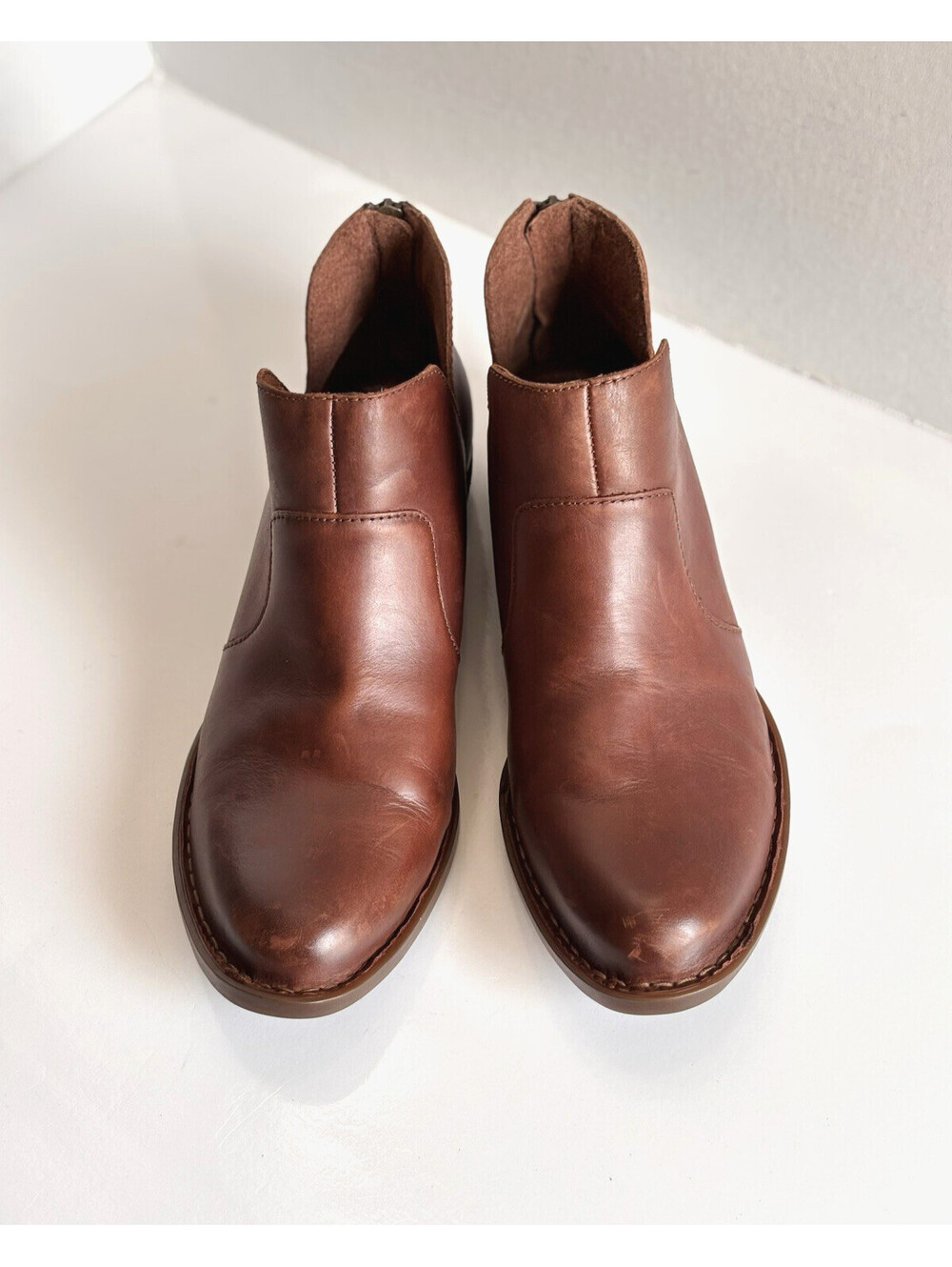 Born Kerri Ankle Booties Women's Sz 10M Brown Leather Comfort Back Zip Round Toe - Picture 4 of 15